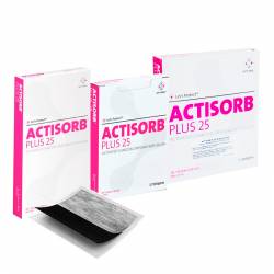 ACTISORB Plus 25 apósito antimicrobiano de carbón activo Caja 10 Uds