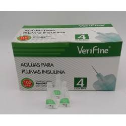 Agujas para pluma de insulina 32G x 4mm C/100 unidades Verifine