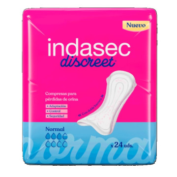 Compresas Indasec Discreet Normal bolsa 24 unidades