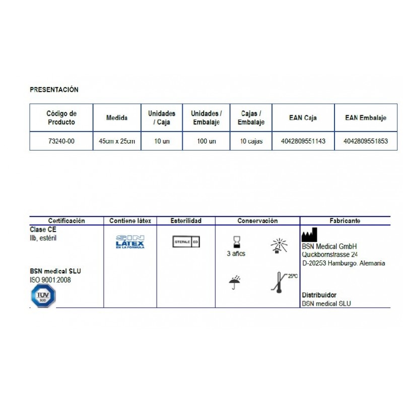 medidas y características de Cutimed Sorbion Sachet XL