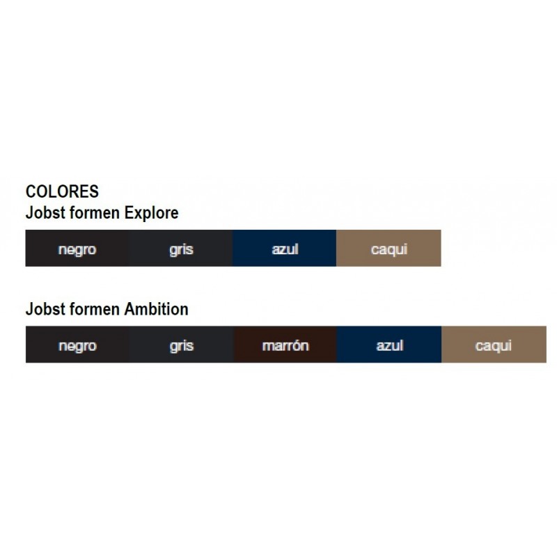 Tabla de Colores Calcetin Jobst ForMen Explore