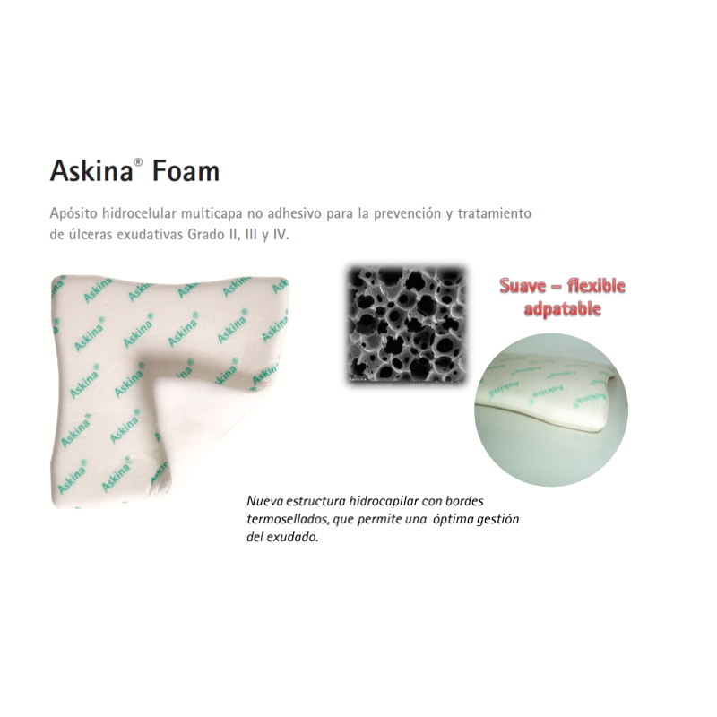 Características Askina Foam hidrocelular multicapa