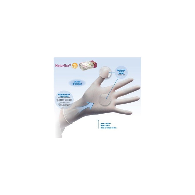 guantes de latex sin polvo Naturflex