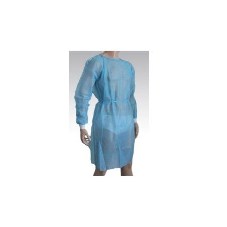 Bata desechable manga larga con puño Algodón Tricot tejido sin tejer 30gr Azul Claro