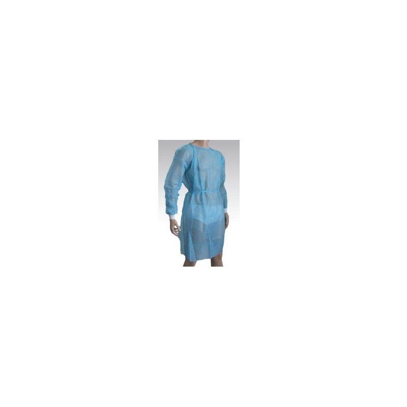 Bata desechable manga larga con puño Algodón Tricot tejido sin tejer 30gr Azul Claro