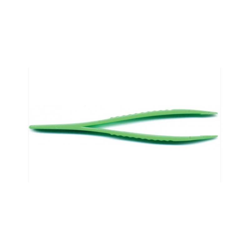 Pinza de disección estéril desechable, de 12,5cm de longitud y color verde.