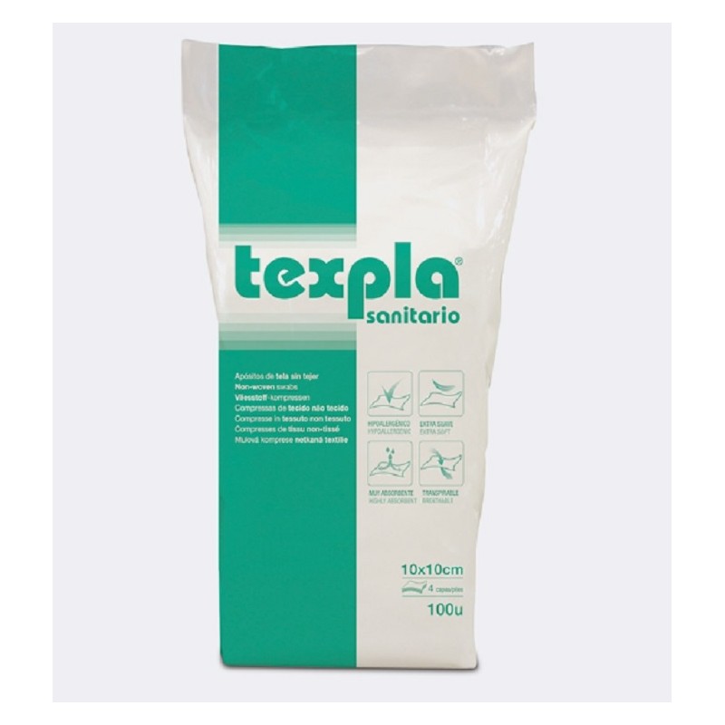 TEXPLA 50 - Compresas TNT No estériles - 8 capas 10 x 20 cm Paquete 100 unidades