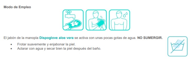 Modo de empleo Manopla jabonosa con Aloe Vera