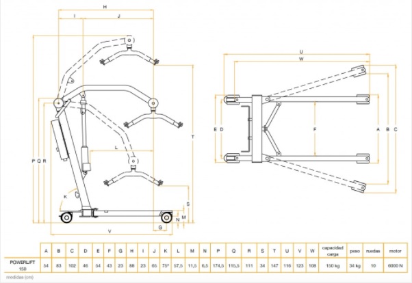 Dimensiones Grua 150